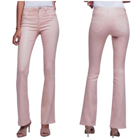L’Agence Selma High Rise Bootcut Jeans Petal Coated Pink Sz 23 - Picture 1 of 13